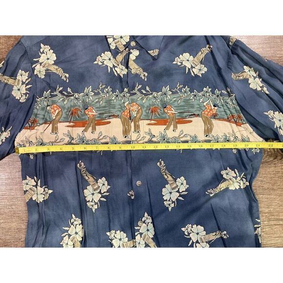 Campia Men’s Medium Hawaiian Shirt Blue Button Up Short Sleeve Golf Theme - Picture 5 of 7